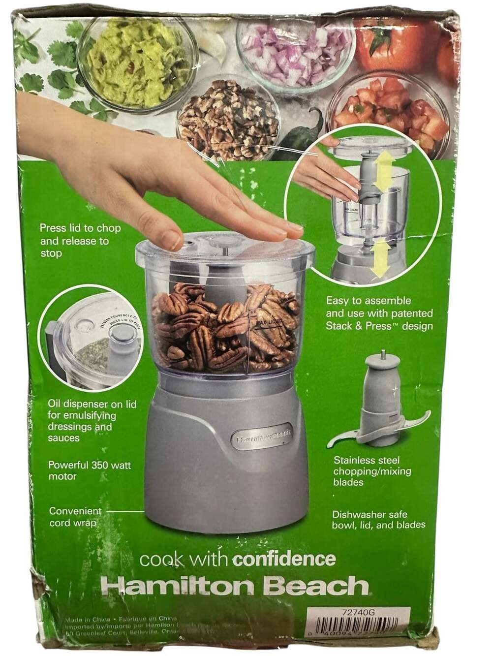 Hamilton Beach Stack & Press Food Chopper 3 Cup 72740G